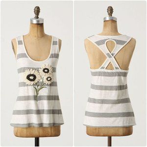 Anthropologie Flourishing Stripes Tank Floral